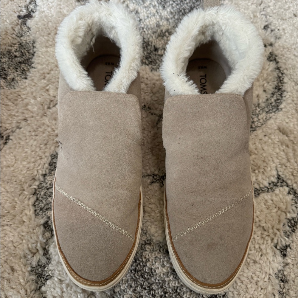 TOMS Women's Beige Suede Slip-On Shoes